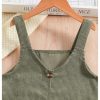 Girl's Button Front V Neck Overall Dress Sleeveless Corduroy Pinafore Dresses