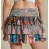 Women's Paisley Print Tiered Layers Mini Cake Skirt Low Rise Vacation Bohemian Skirt