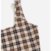 Women's Plaid Sleeveless Bodycon Mini Dress Square Neck Pencil Tank Dress