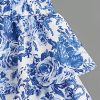 Girl's 2 Piece Summer Outfits Sets Floral Print Textured Ribbed Knit Halter Cami Top & Tiered Layer Skirt Sets